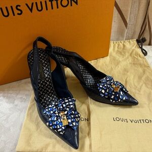 🆕Louis Vuitton padlock alligator leather slingback  shoes